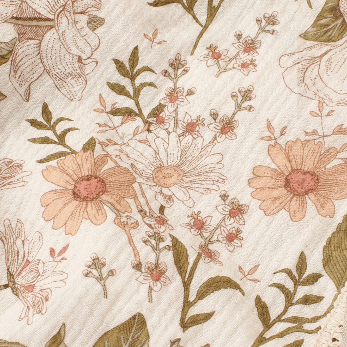 Floral Print Fringe Blanket
