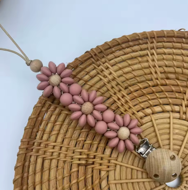 Silicone & Wood Pacifier Clip