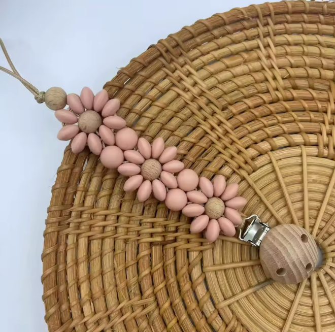 Silicone & Wood Pacifier Clip