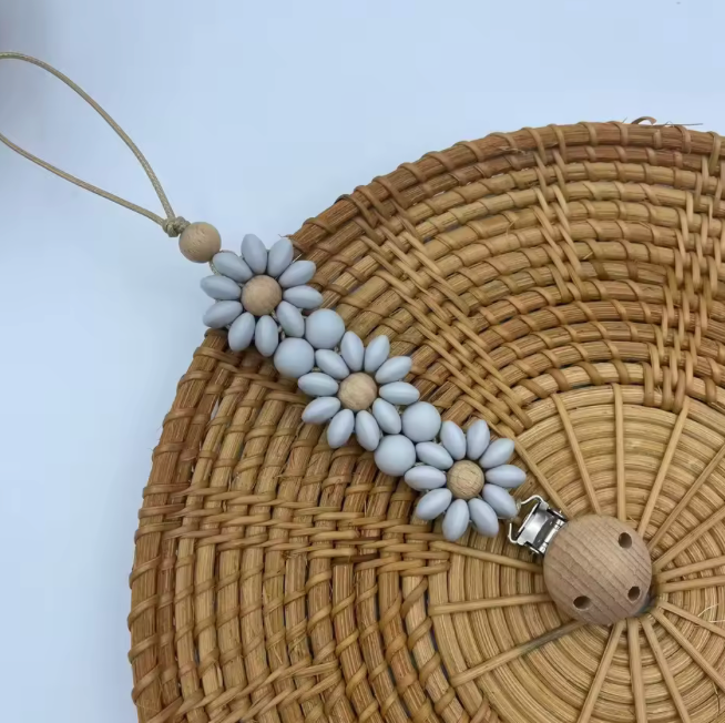 Silicone & Wood Pacifier Clip