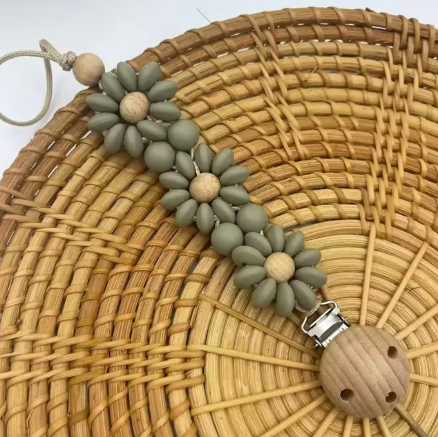 Silicone & Wood Pacifier Clip