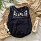 Carine Embroidered Bib Front Top