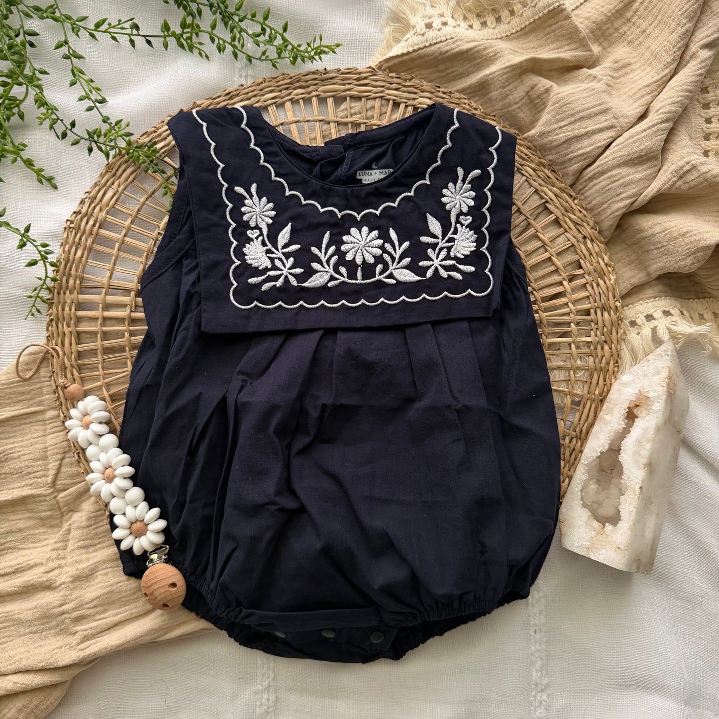Carine Embroidered Bib Front Top