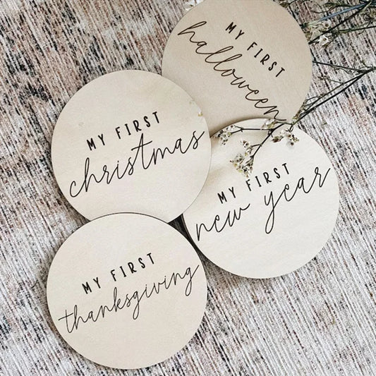 My First Holiday Wooden Milestone Card Sign Set