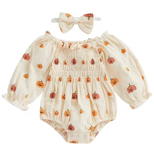 Long Sleeve Pumpkin Romper