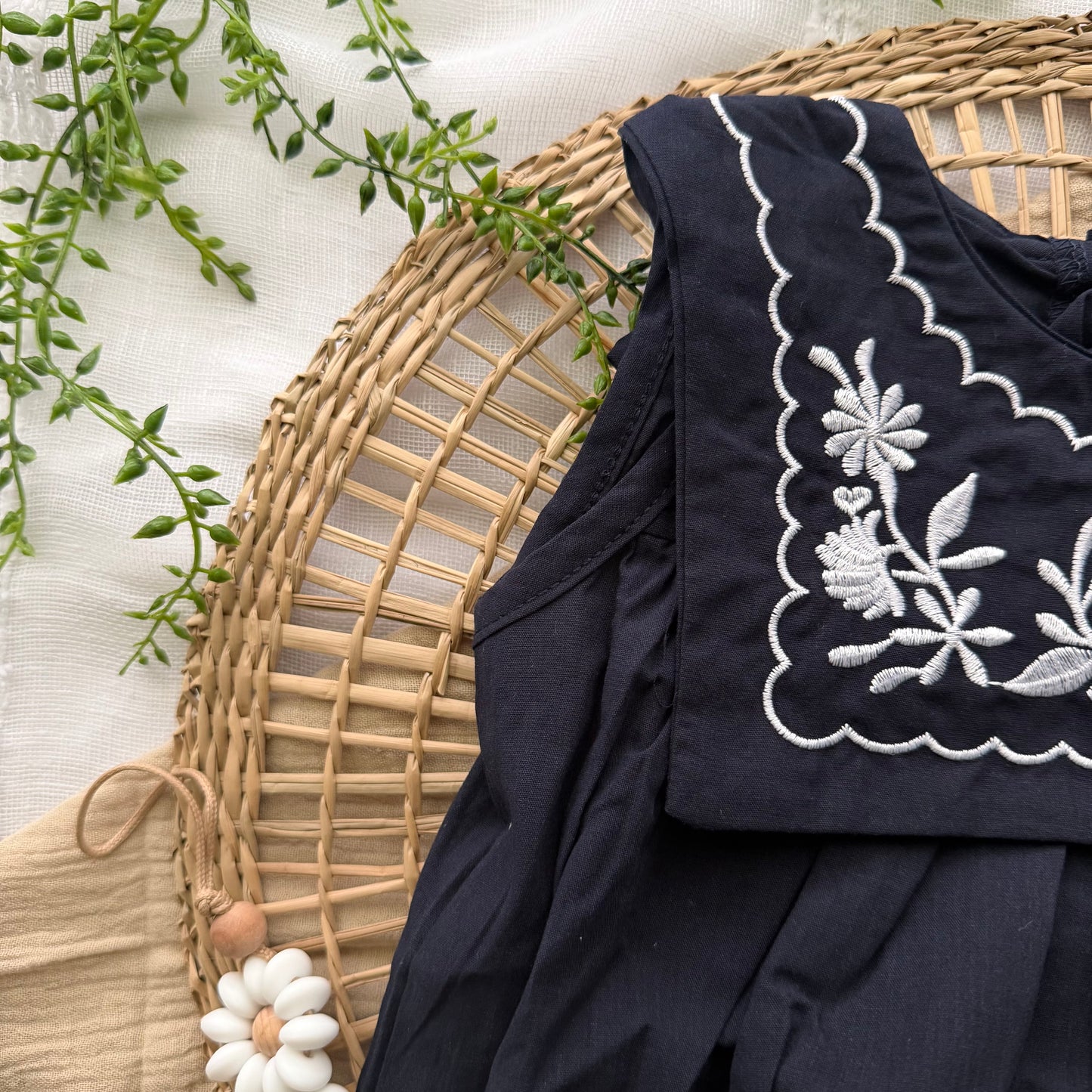 Carine Embroidered Bib Front Top