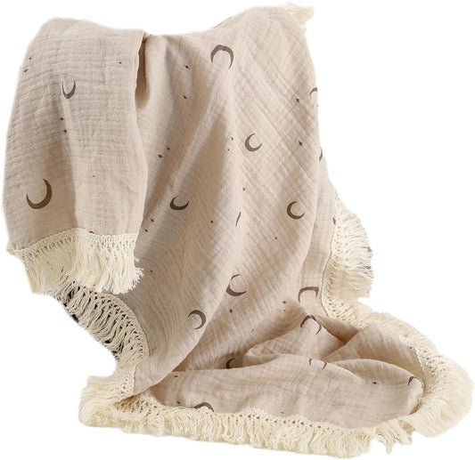 Celestial Print Fringe Blanket
