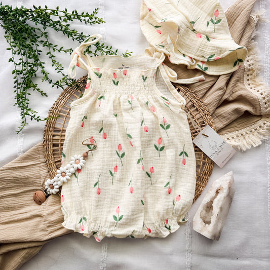 Tulip Print Bubble Romper