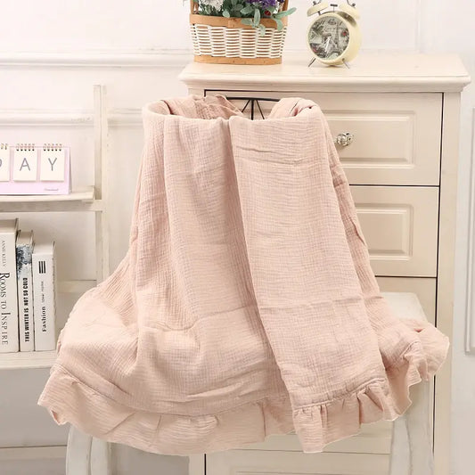 Blush Organic Cotton Ruffle Edge Baby Blanket